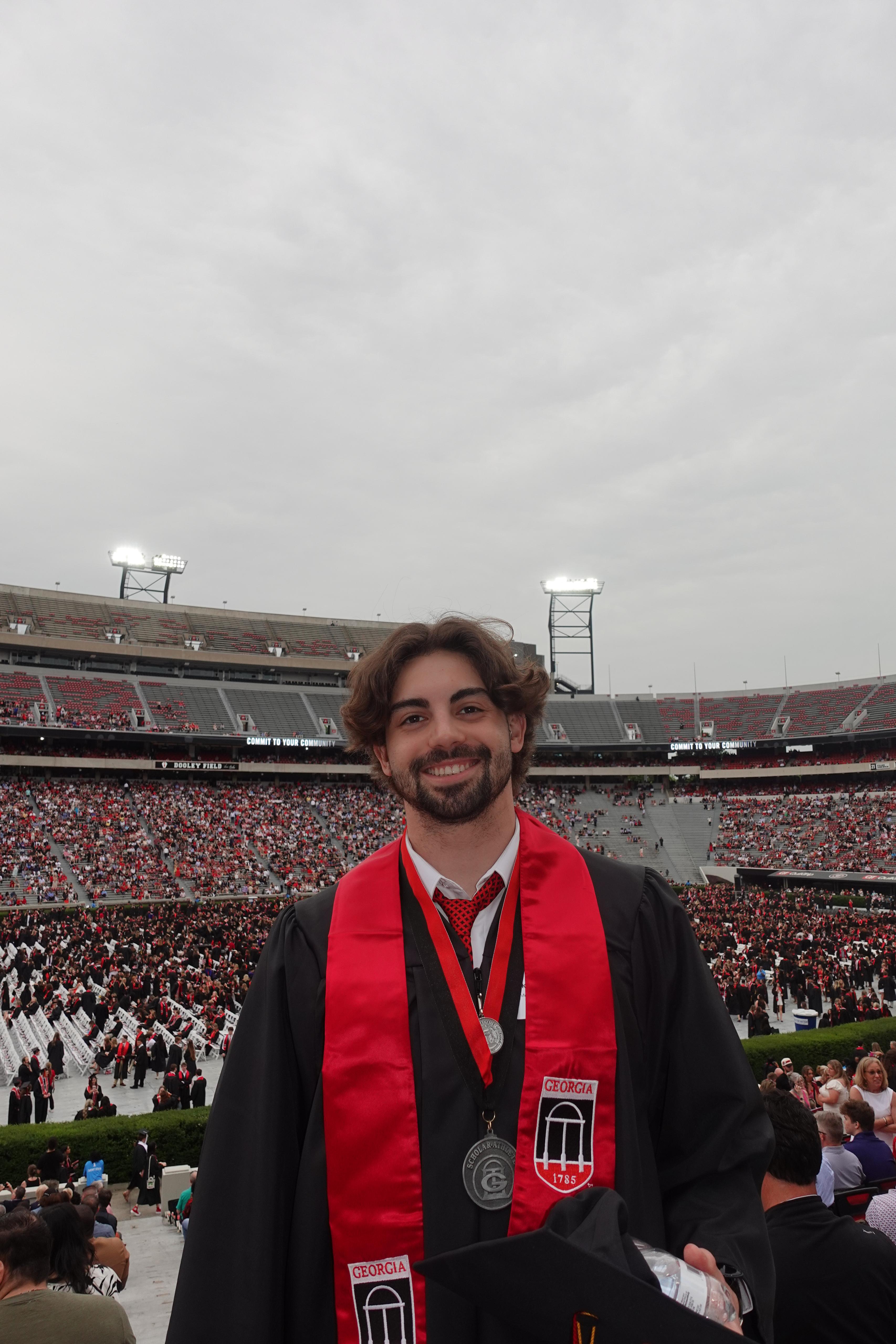 Kristian Pitshugin at Sanford Stadium during graduation ceremonies.